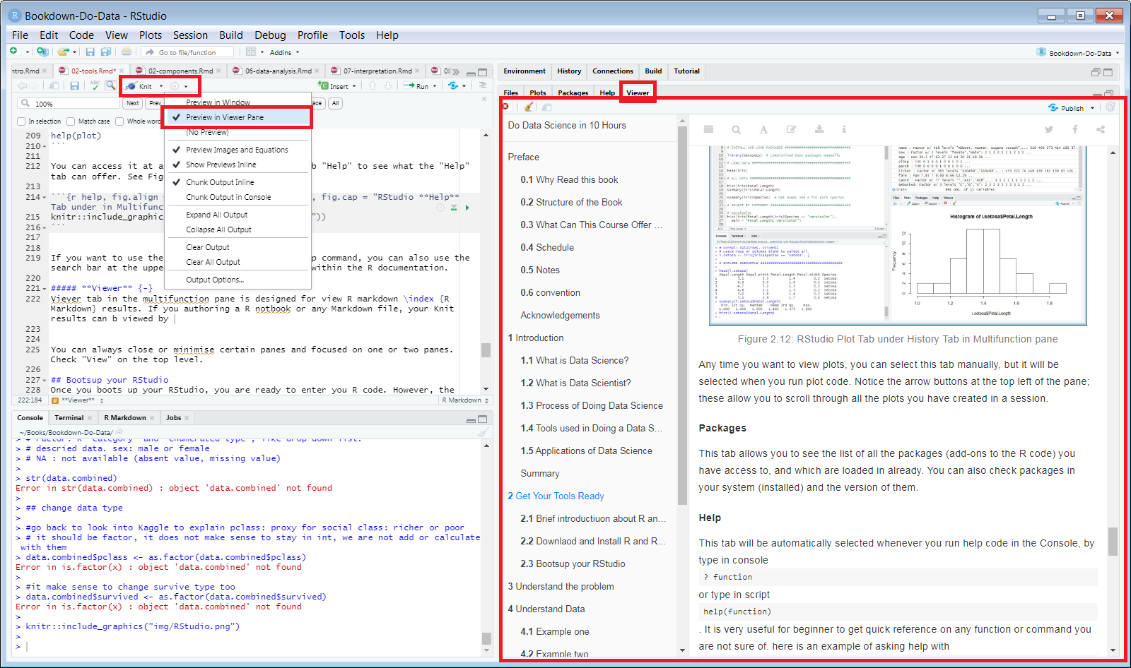 RStudio **Viewer** Tab under in Multifunction Pane