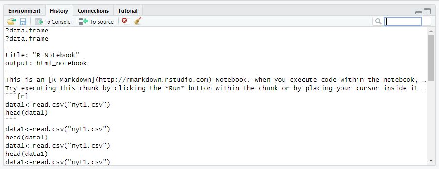 RStudio Histroy Tab in WorkSpace pane